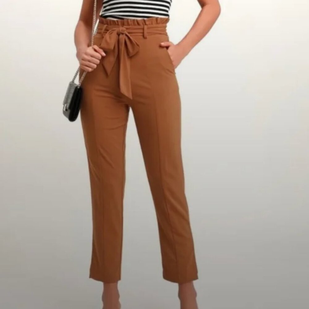 Lulus Terra Cotta Paper Bag Pants (NWT)
